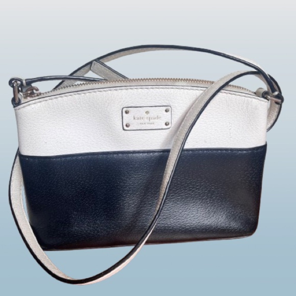 Kate Spade Leather Crossbody Bag Black and White Adjustable Strap